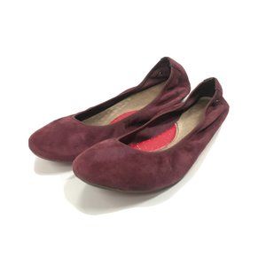 Hush Puppies Women's 8.5 Suede Maroon Purple Comfort Ballet Flats